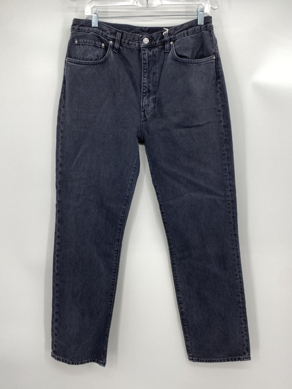 Toteme Womens Classic Cut Denim Full Length Faded Black Size 32/32 Finished Hem